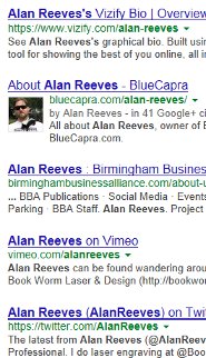Personal SEO - The Search for Alan Reeves - 1st on Google - Week 92 - Google Results